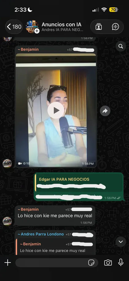 Testimonio de alumno en el grupo de WhatsApp 2