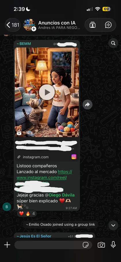Testimonio de alumno en el grupo de WhatsApp 8