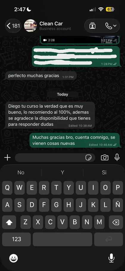 Testimonio de alumno en el grupo de WhatsApp 10