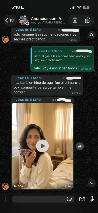 Testimonio de alumno en el grupo de WhatsApp 14